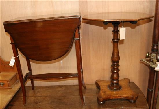A Victorian mahogany octagonal occasional table and an Edwardian mahogany Pembroke table W.54cm and 48cm